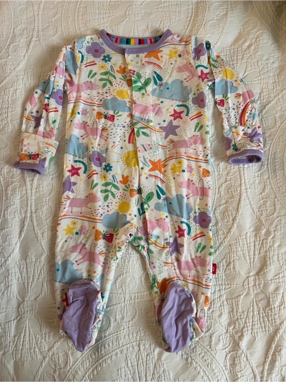 Magnetic Me Unicorn & Rainbow One-Piece Sleeper in Pastel Multi 0-3 Months